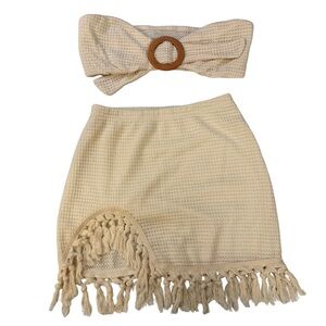 Cream woven skirt & top set